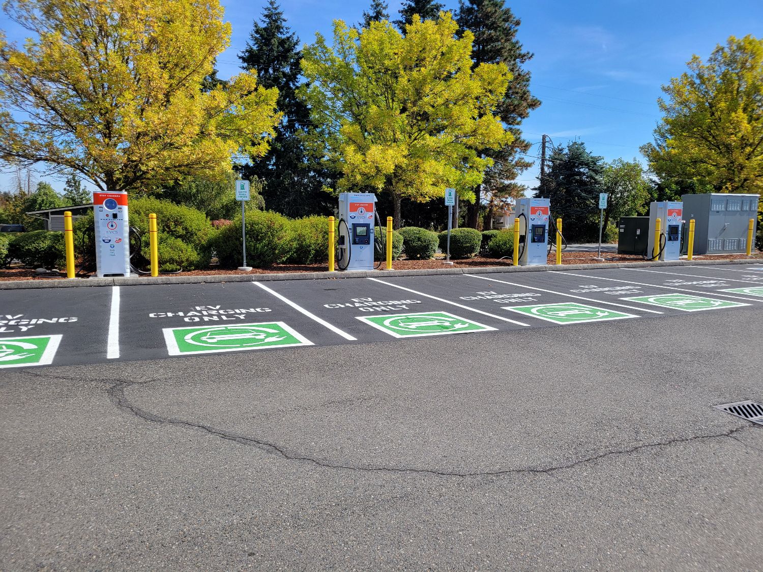 EV charging station at Yelm Cinemas